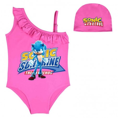 Sonic the Hedgehog Print Ruffle One Shoulder Strap 1 Piece Swimsuits ...