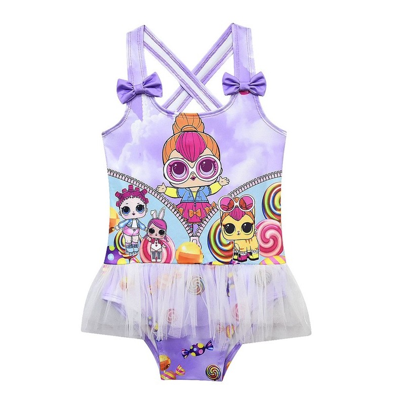 Cut Girl Cross Back Lol Doll Tutu One Piece Bathing Suit_MuFree