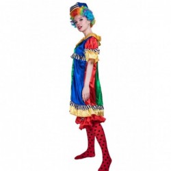 Size is S Funny blue and red clown Costumes for woman Halloween with wig