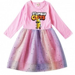 Size is 2T-3T(100cm) For Girls STUMBLE GUYS dress Tulle Mesh rainbow Long Sleeve 1 Piece autumn Outfits