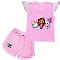 Size is 2T-3T(100cm) For kids girls Gabby's Dollhouse Sleeve Shirt And Short Sets Summer Outfits