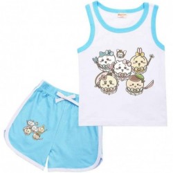 Size is 2T-3T(100cm) chikawa Sleeveless Shirt And Short Sets Summer Outfits For kids girls