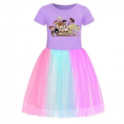 Size is 2T-3T(110cm) For girls The Loud House Rainbow tulle mesh Short Sleeve summer dress