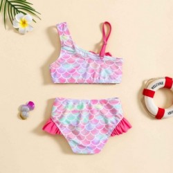 Size is 18M-24M(80cm) kawaii Bow Mermaid two pieces Ruffle One Shoulder bikini 2 years old