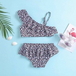 Size is 18M-24M(80cm) Leopard print two pieces Ruffle One Shoulder Toddler girls' bikini 3 years old