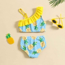 Size is 18M-24M(80cm) cute Pineapple two pieces Ruffle One Shoulder bikini for Toddler girls 4 years old