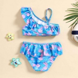 Size is 18M-24M(80cm) kawaii Mermaid two pieces Ruffle One Shoulder bikini for Toddler girls