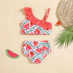 Size is 18M-24M(80cm) cute watermelon two pieces Ruffle One Shoulder bikini for Toddler girls 2 years old