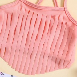 Size is 0-6M(70cm) pink Dinosaur halter fringe bikini two piece For Toddler Girl with Bow headband