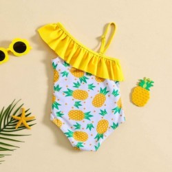 Size is 18M-24M(80cm) cute Pineapple one piece Ruffle One Shoulder swimsuit for Toddler girls