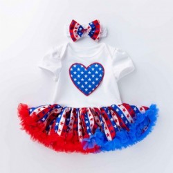 Size is 59(0-3M) Toddler girls The Stars and Stripes short sleeve tutu dress With Bow hair clip