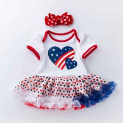 Size is 59(0-3M) The Stars and Stripes short sleeve tutu dress Toddler girls With Bow hair clip