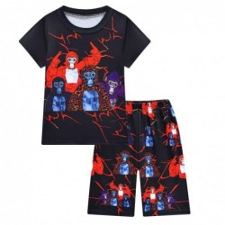 Size is 4T-5T(110cm) Short Sleeve two-piece Gorilla Tag summer Pajamas For Toddler Girls