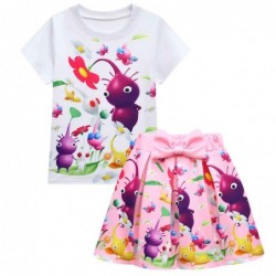 Size is 2T-3T(100cm) For girls Pikmin Top And Short Skirt Set Summer Outfits With Bag