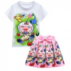 Size is 2T-3T(100cm) Pikmin Top And Short Skirt Set Summer Outfits For girls With Bag