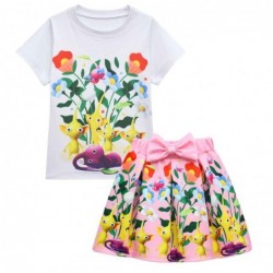 Size is 2T-3T(100cm) Girls' Pikmin Top And Short Skirt Set Summer Outfits With Bag