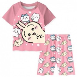 Size is 4T-5T(110cm) Toddler girls cat Chiikawa summer Pajamas Short Sleeve two-piece