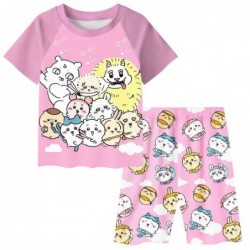 Size is 4T-5T(110cm) cat Chiikawa summer Short Sleeve two-piece Pajamas for girls