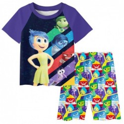 Size is 4T-5T(110cm) Girls' black Inside Out summer Pajamas Short Sleeve two-piece Pajamas