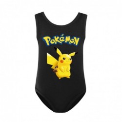 Size is 2T-3T(100cm) Pikachu print for girls swimsuits one piece High Waisted Swimsuit with cap