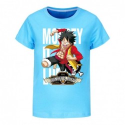 Size is 2T-3T(100cm) ONE PIECE Luffy t shirt boys navy blue for kids 10T summer Outfits