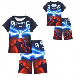 Size is 4T-5T(110cm) boys'DOORS Roblox Short Sleeve two-piece summer Pajamas