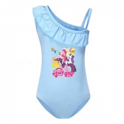 Size is 2T-3T(100cm) pony swimsuits for big girls one piece ruffled hem Swimsuit with cap