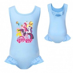 Size is 2T-3T(100cm) Girls'swimsuits pony Ruffle One Shoulder Swimsuit with cap