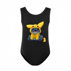 Size is 2T-3T(100cm) Pikachu stitch Girls' swimsuits one piece red High Waisted Swimsuit with cap