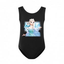 Size is 2T-3T(100cm) Elsa print for girls swimsuits one piece High Waisted Swimsuit with cap