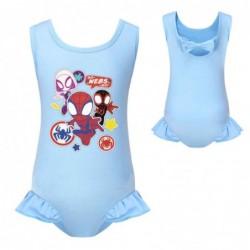 Size is 2T-3T(100cm) spiderman swimsuits for big girls one piece ruffled hem Swimsuit with cap