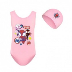 Size is 2T-3T(100cm) spiderman Girls' swimsuits one piece red High Waisted Swimsuit with cap