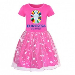 Size is 2T-3T(110cm) Germany 2024 football euro cup summer dress for girl tulle mesh