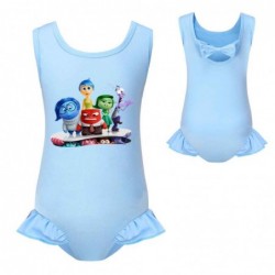 Size is 2T-3T(100cm) inside out2 swimsuits for big girls one piece ruffled hem with cap