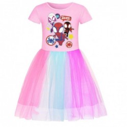 Size is 2T-3T(110cm) For girls spiderman purple summer dress Rainbow tulle mesh Short Sleeve