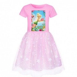 Size is 2T-3T(110cm) tinkerbell summer dress for girl tulle mesh Short Sleeve cotton