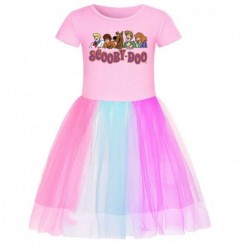 Size is 2T-3T(110cm) For girls scooby-doo purple summer dress Rainbow tulle mesh Short Sleeve