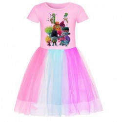 Size is 2T-3T(110cm) TROLLS' WORLD TOUR summer purple dress For girls Rainbow lace