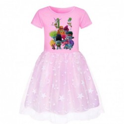 Size is 2T-3T(110cm) TROLLS' WORLD TOUR summer dress for girl tulle mesh lace 10 years