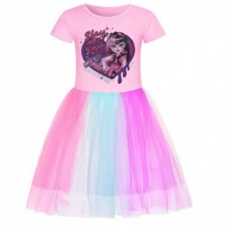 Size is 2T-3T(110cm) monster high summer purple Short Sleeve dress For girls Rainbow lace 6 years