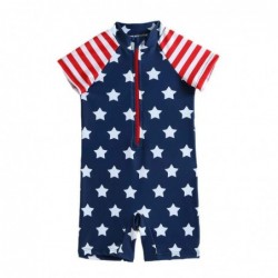 Size is 4T-5T(110cm) Stripe independence Day Toddler girl's 1 Piece Zipper swim