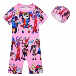 Size is 4T-5T(110cm) skibidi toilet girl's 1 Piece Zipper Back Rash guard with swim Caps