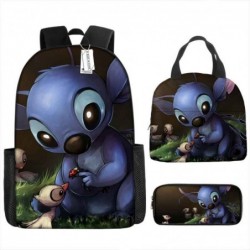 Size is onesize Stitch backpack for boys canvas lunch bag pencil case kawaii