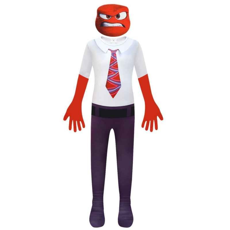 Size is 3T-4T(110cm) kid's Inside Out Anger Costumes red Jumpsuit Halloween with mask