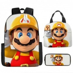 Size is onesize Super Mario backpack boys lunch box kids anime pencil case