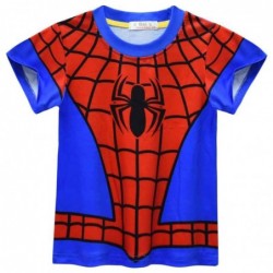 Size is 3T-4T(110cm) kids' Spider-Man Print Two Piece Set Pajamas Short Sleeves T-shirt