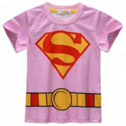 Size is 3T-4T(110cm) girls' SupermanTwo Piece Set Pajamas Short Sleeves T-shirt