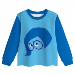 Size is 2T-3T(100cm) Sadness Inside Out 2 Pajamas Long Sleeve For girls two-piece blue Pajamas