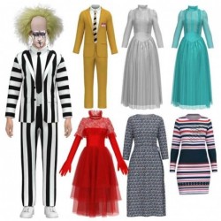 Beetlejuice 2 Costumes sets red dress Striped suit...