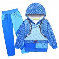 Size is 2T-3T(100cm) Descendants 4 blue Hoodies sets Zipper Front Long Sleeve Costumes for kids